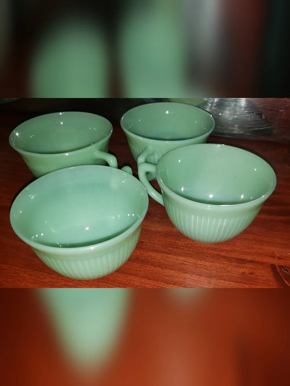 Vintage Ribbed Jadeite Cups